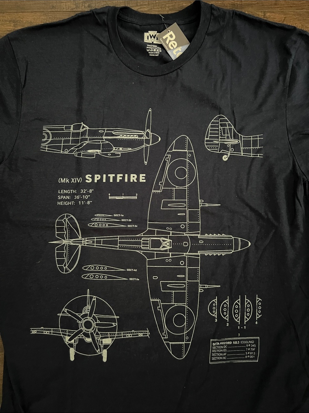 Men’s Navy Spitfire Blueprint Tee. 100% Cotton